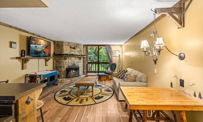 Chalet Village Condo | Those who wander are not always lost! Mountain Stream, Fireplace, Cozy hideaway